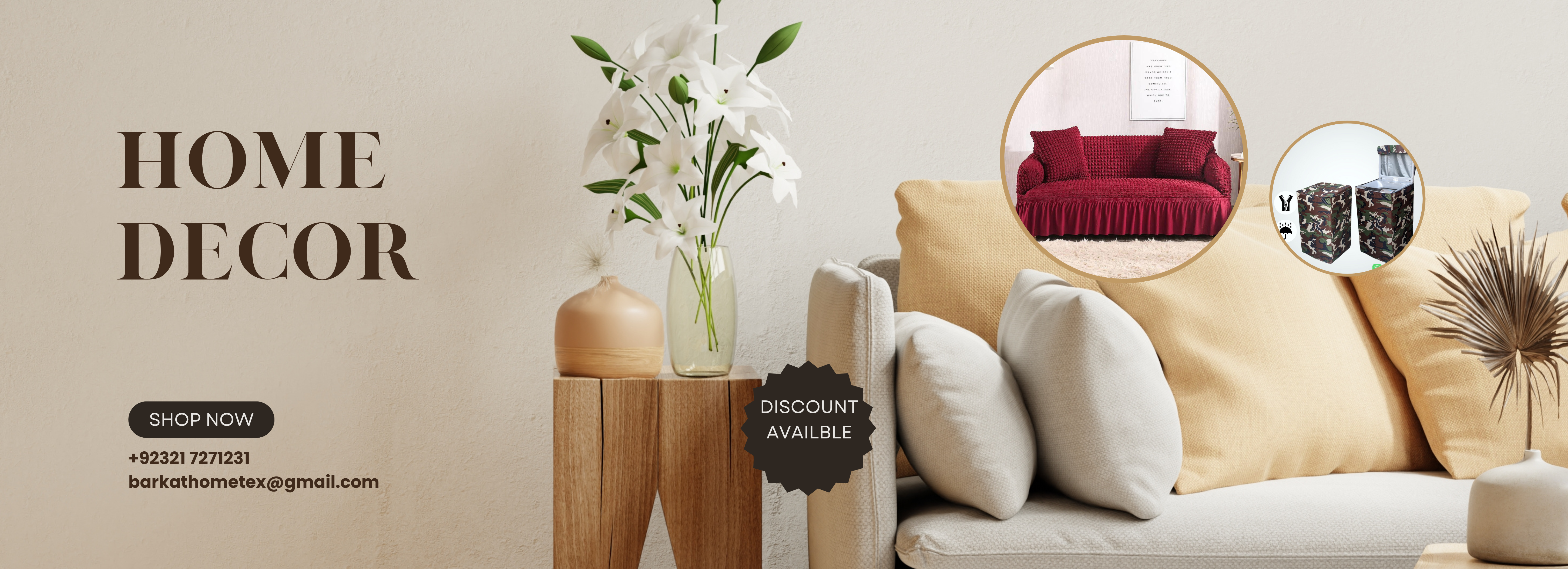 Brown Modern Home Furniture Banner Landscape (1975 x 500 mm) (1999 x 500 mm) (1535.9 x 558 mm)